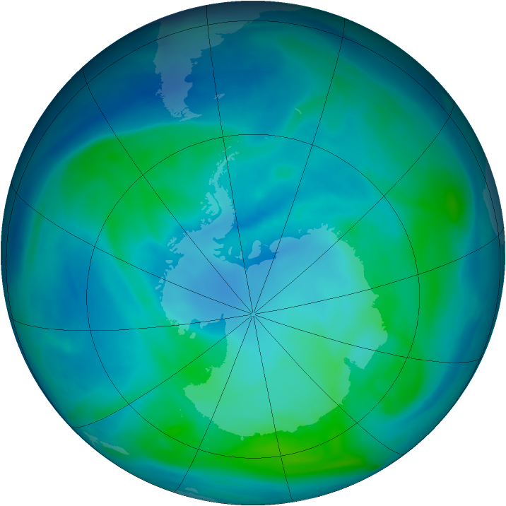 Antarctic ozone map for 14 February 2006